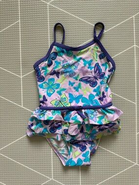 Circo|Baby girl/toddler Vintage swim-Purple Butterfly Ruffle One-Piece Swimsuit•